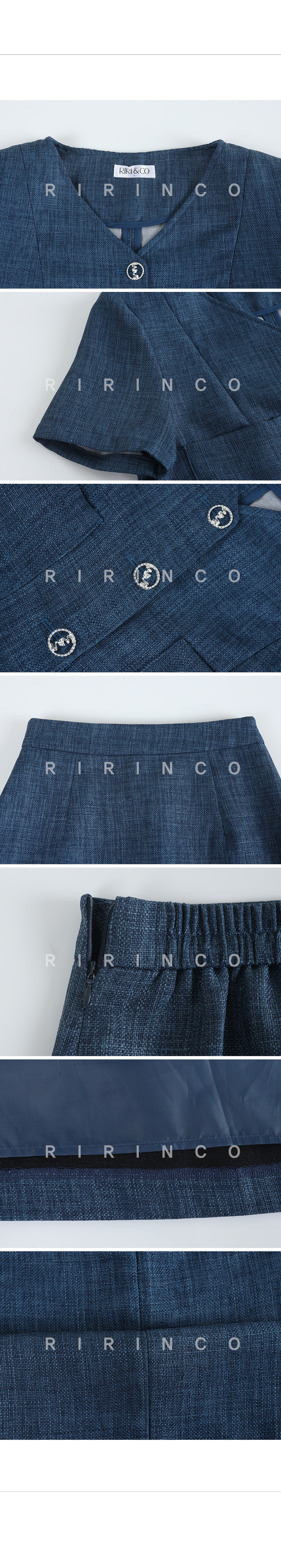 RIRINCO ツイードクロップドジャケット&後ろゴムミニスカート上下セット