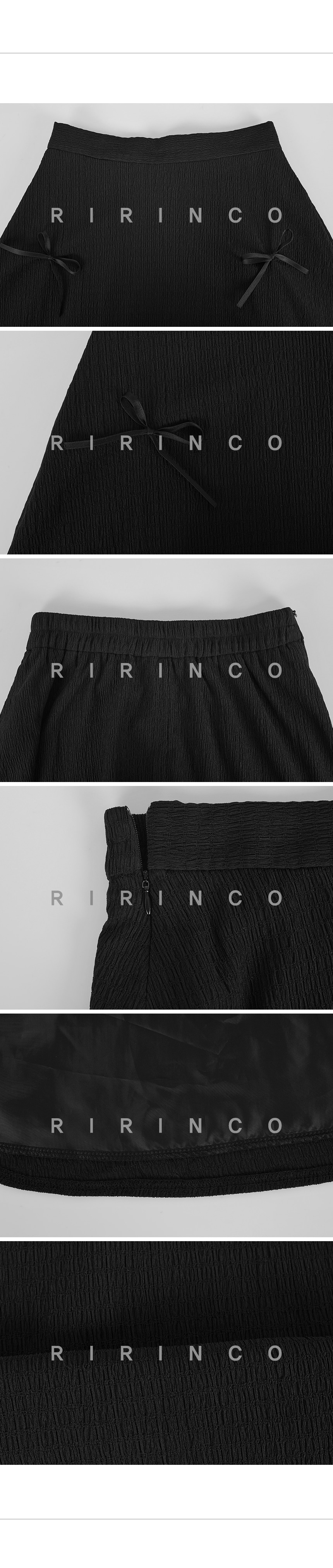 RIRINCO リンクルリボンフレアロングスカート 