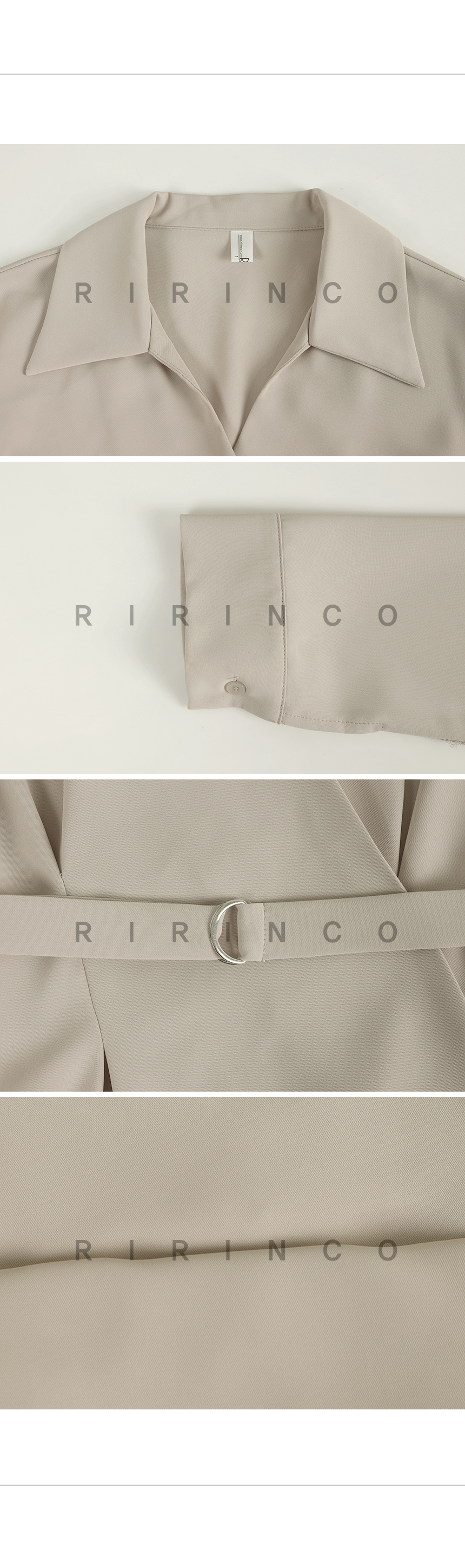 RIRINCO ラップスタイルベルト付き開襟ブラウス