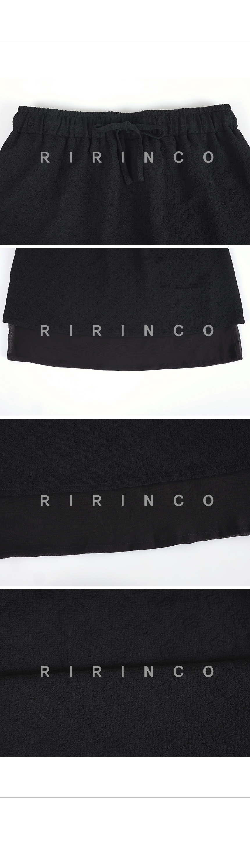RIRINCO ウエストゴムシフォンレイヤードミニスカート
