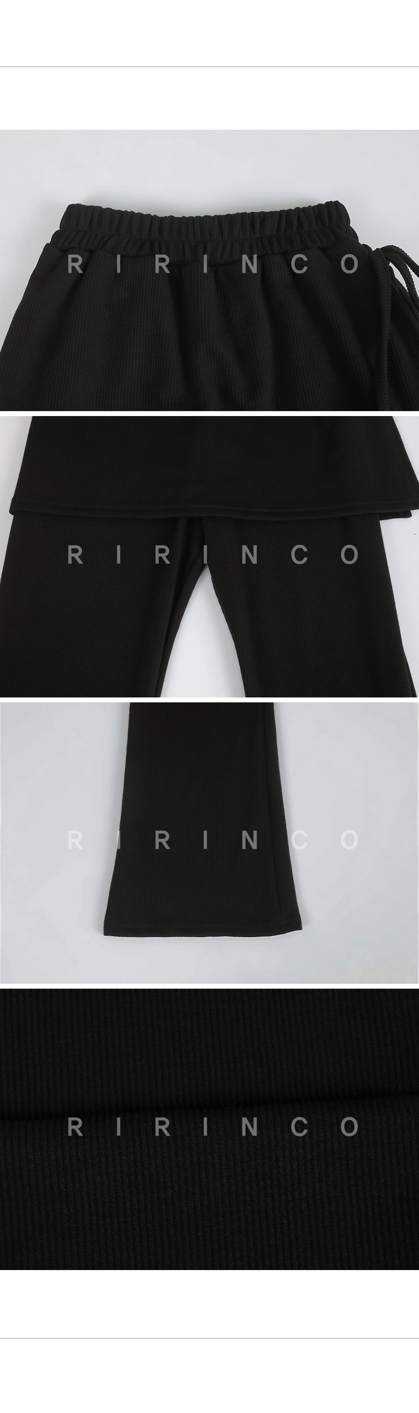 RIRINCO ウエストゴムラップスタイルスカートパンツ 