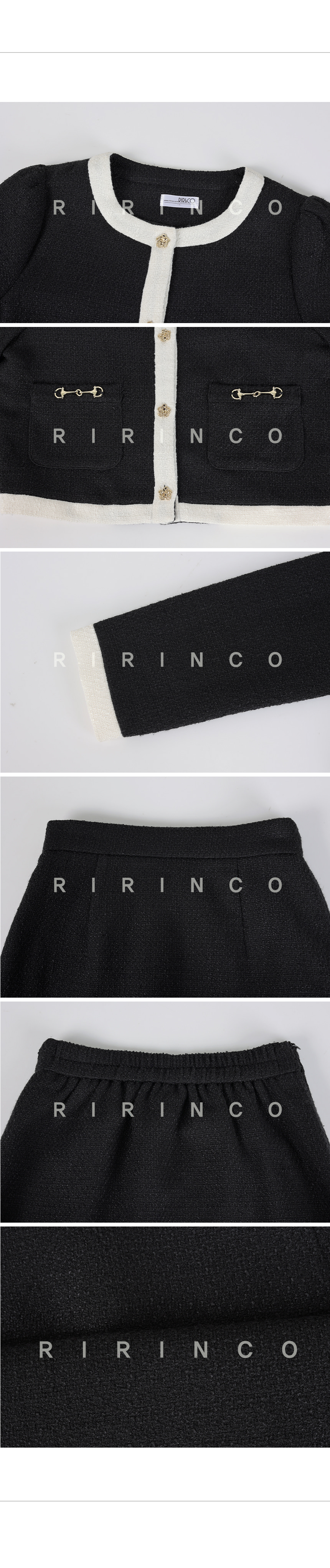 RIRINCO 配色ツイードジャケット&ミニスカート上下セット