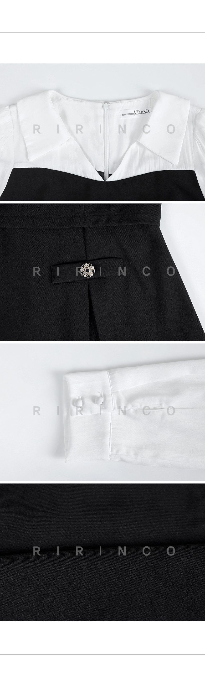 RIRINCO オープンカラー配色インバーテッドミニワンピース